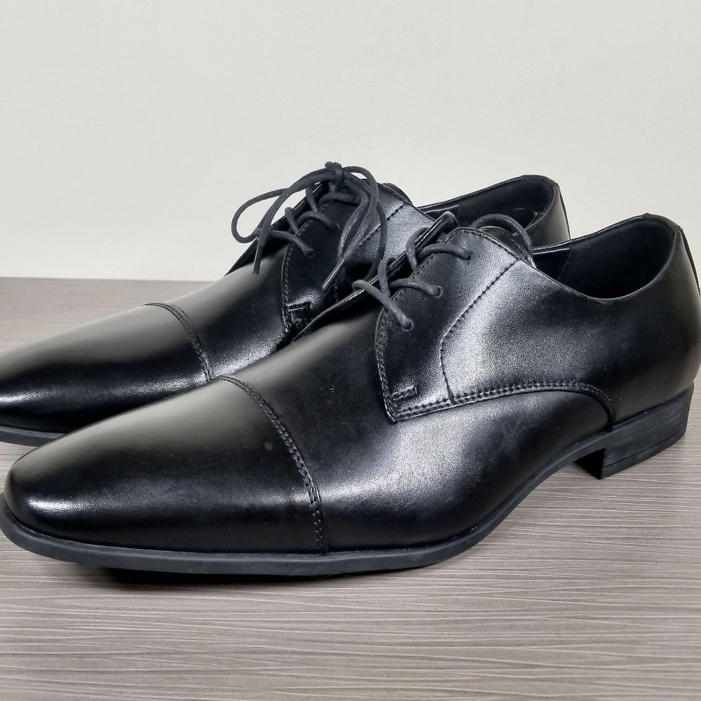 Public Opinion Jackson Cap Toe Derby, Black Leather, Mens Size 10 M